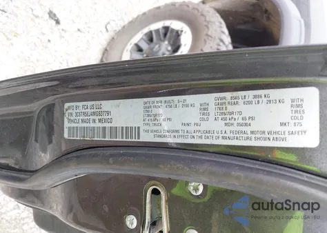 2021 Ram 2500 Power Wagon 4X4 6'4 Box z USA, uszkodzony, nr VIN 3C6TR5EJ4MG637791